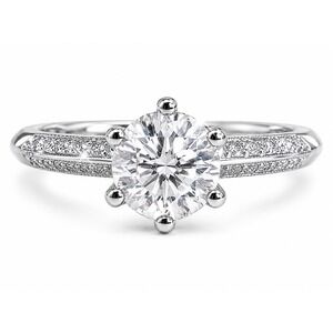 1.0ct Engagement Moissanite Certified Ring Pavé Accented Band 925 Silver sz8